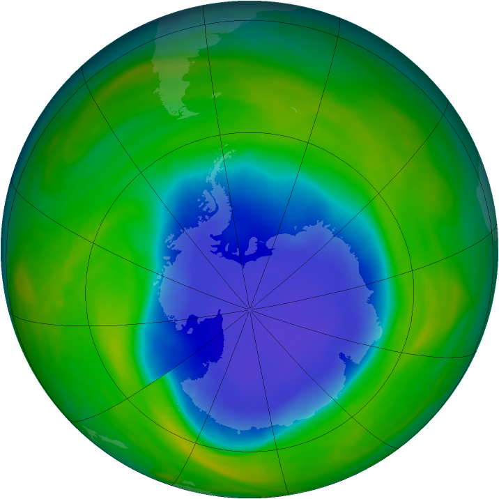 Antarctic ozone map for 03 November 2004